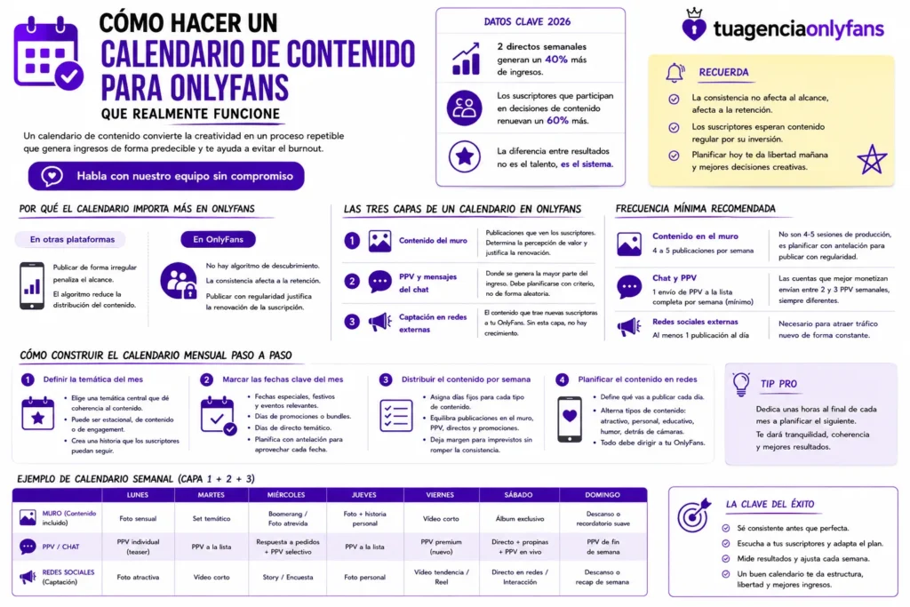 calendario de contenido para OnlyFans